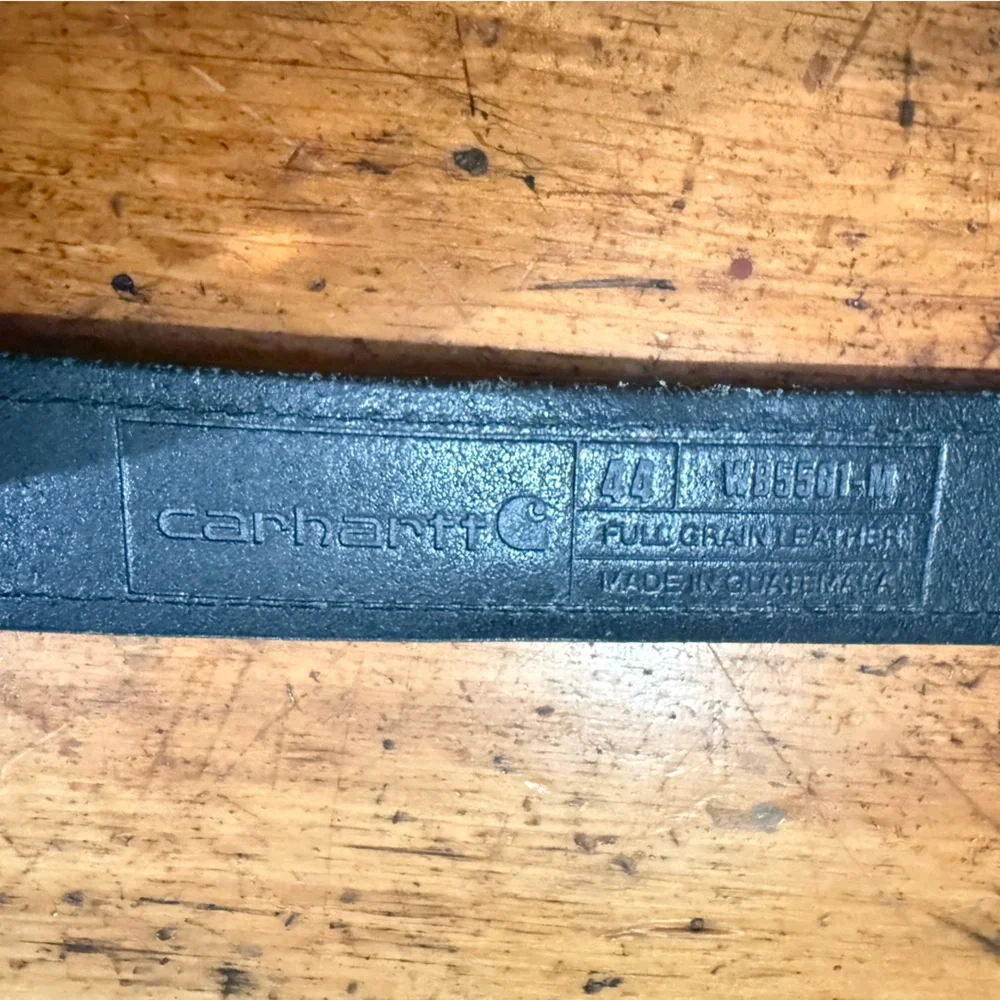 Carhartt Men’s Black Leather Belt Silver Buckle